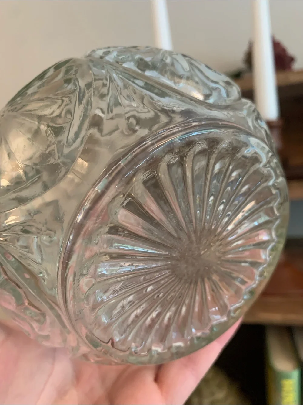 Vintage Glass Vase with Starburst Pattern - Home Accents